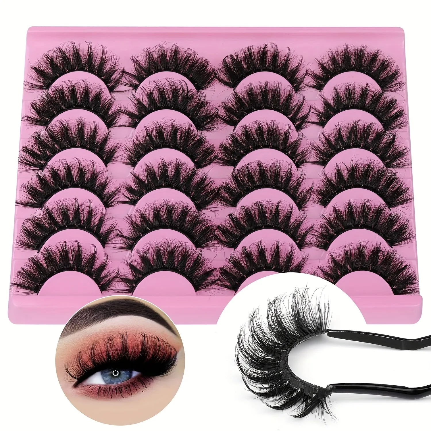 12 Pairs 5D Faux Mink False Eyelashes – 18mm Fox Eye, Fluffy & Curling Volume Lashess