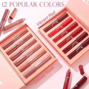 6pcs Teayason Crayons Lipstick Pencil Velvet Matte Waterproof Long Lasting Non-Stick Lipstick