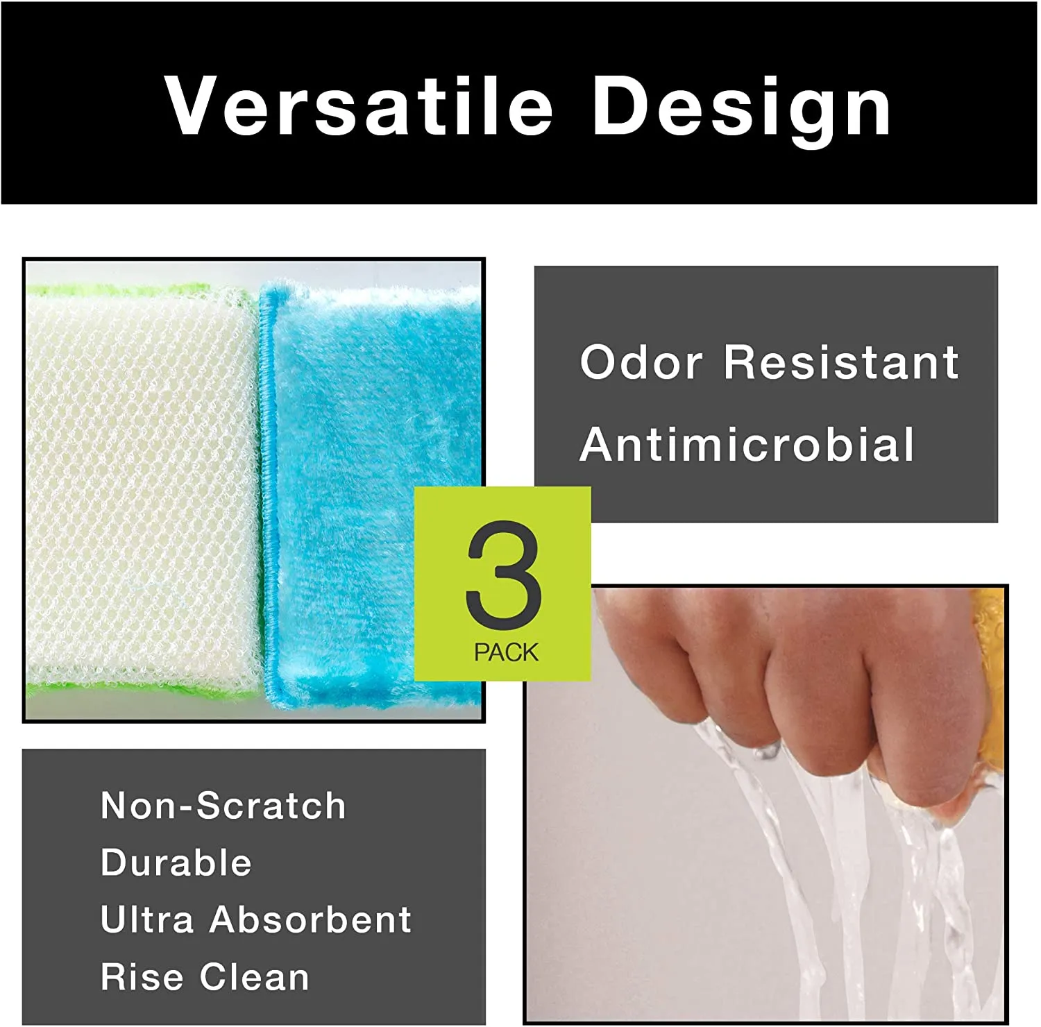 Delicate Use Smart Cloth Scrub Sponge with Odorless Rayon Fiber