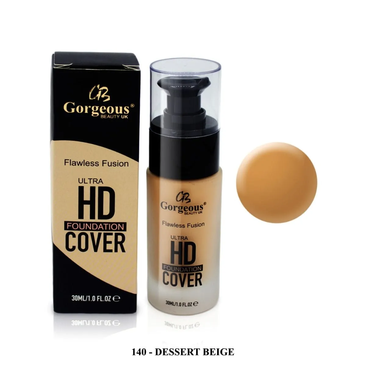 Gorgeous Beauty Uk HD Foundation - 140 Dessert Beige