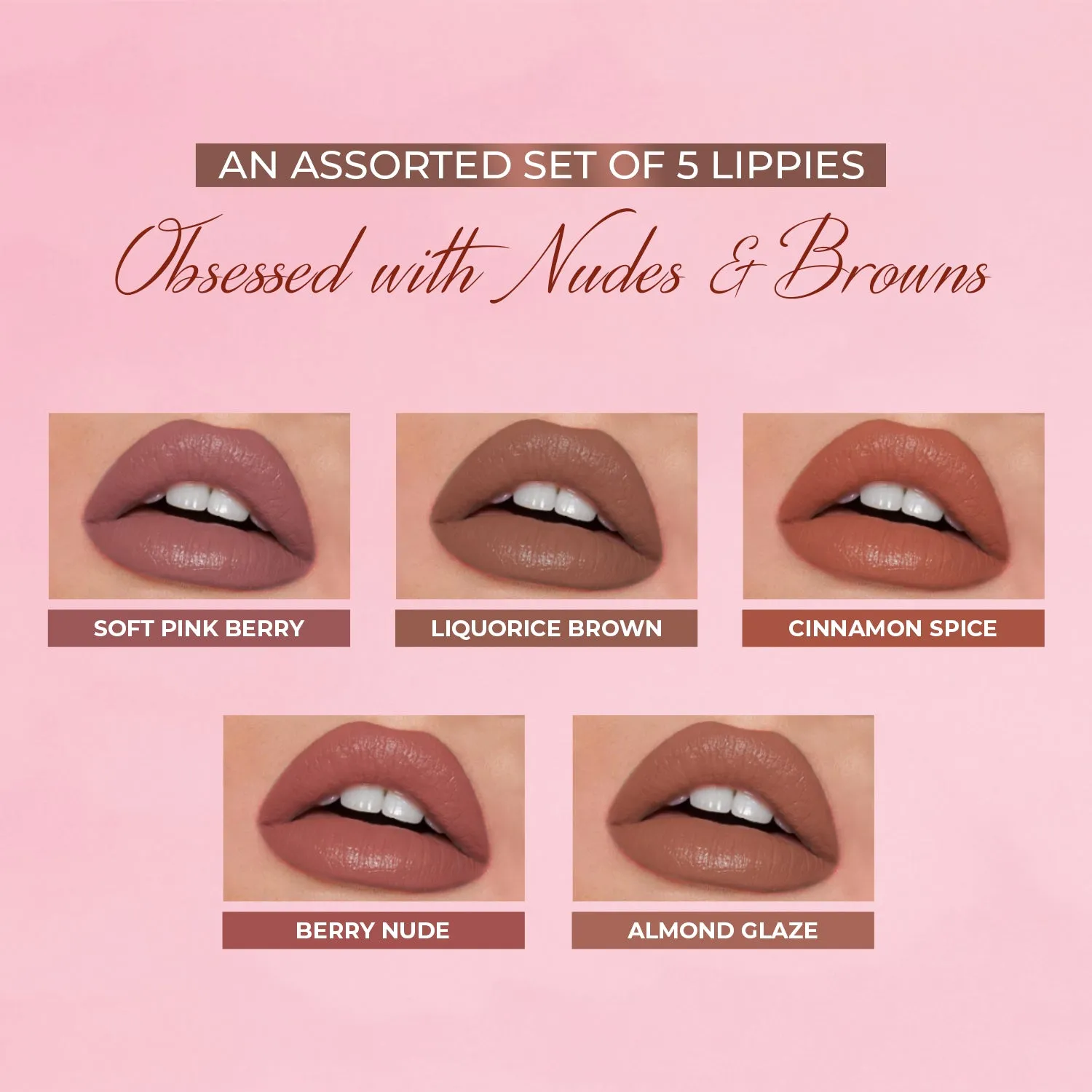 Herb-enriched Matte Liquid Lipstick Combo (Brights & Pinks   Nudes & Browns)