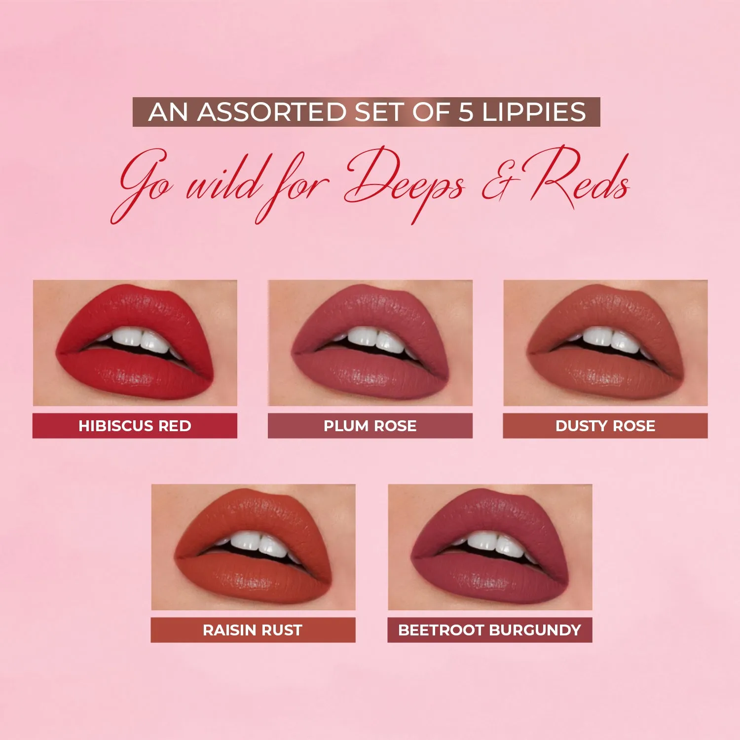 Herb-enriched Matte Liquid Lipstick Combo (Deeps & Reds   Nudes & Browns)