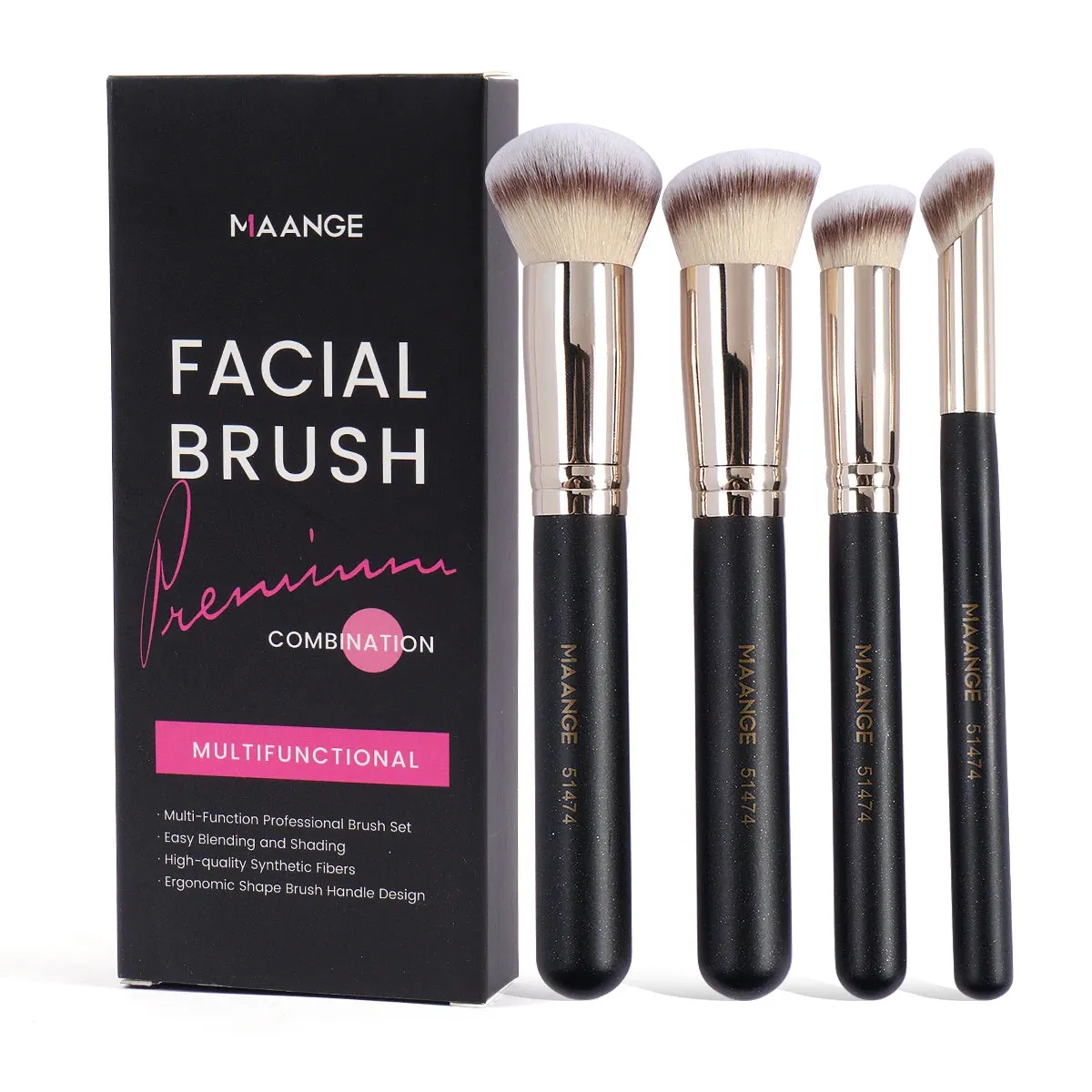 MAANGE Gift Box 4 Pieces Face Makeup Brushes Kit For Flawless Beauty