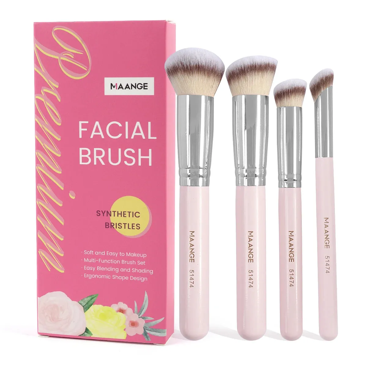 MAANGE Gift Box 4 Pieces Face Makeup Brushes Kit For Flawless Beauty