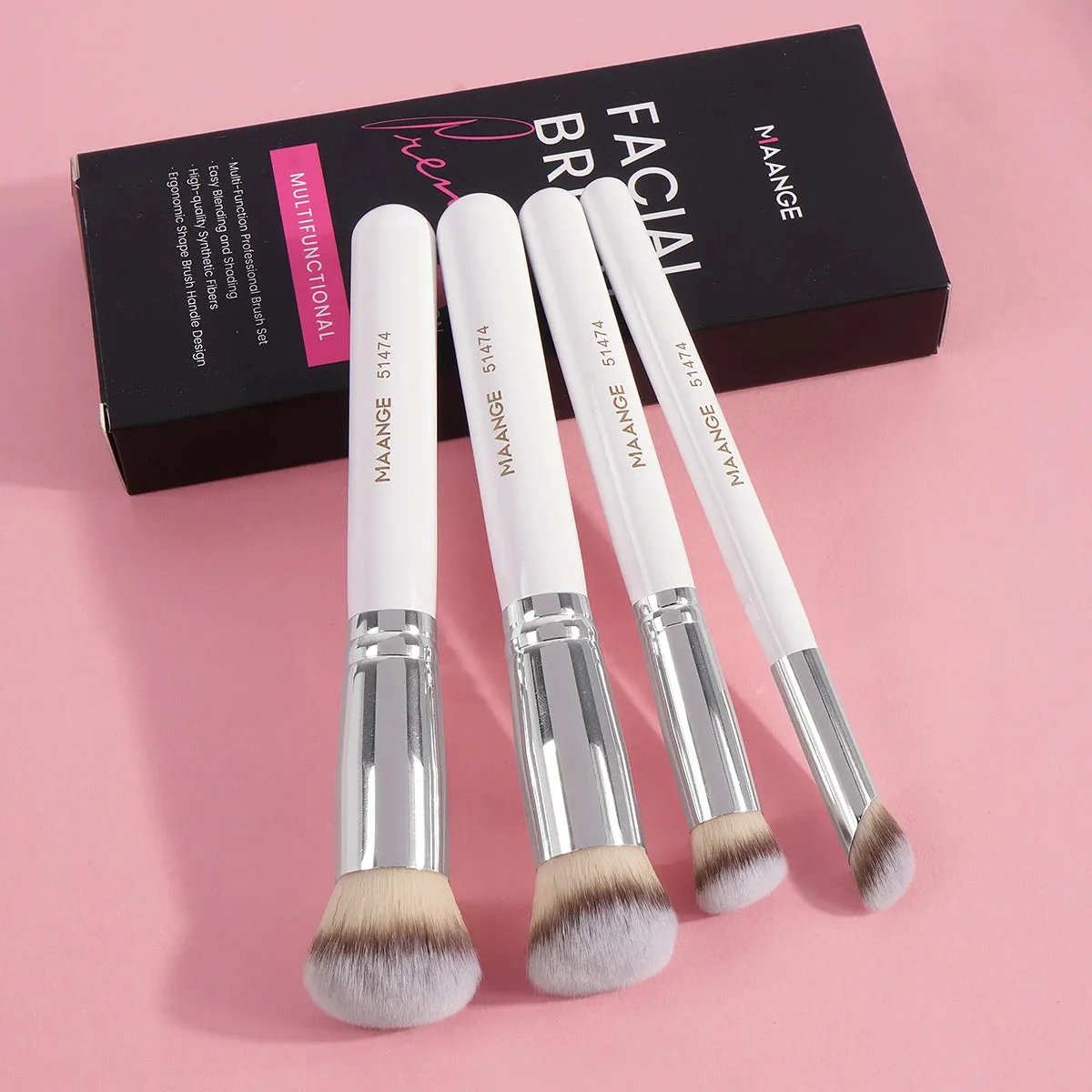 MAANGE Gift Box 4 Pieces Face Makeup Brushes Kit For Flawless Beauty