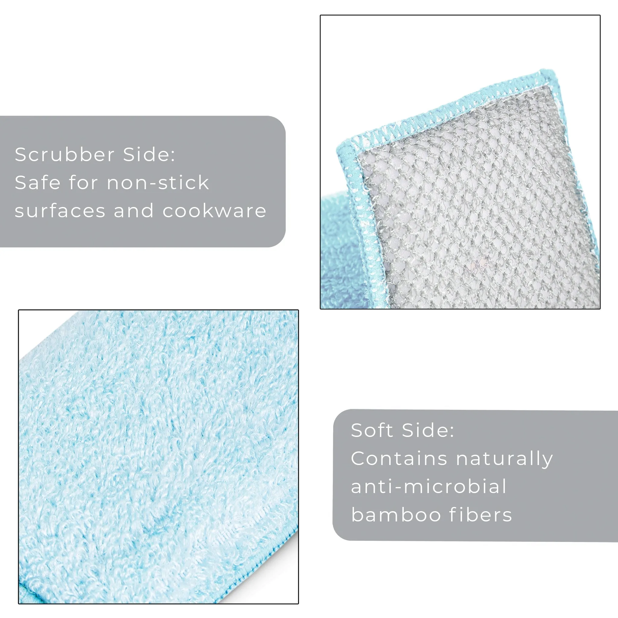 Non-Scratch Scrub Sponge with Bamboo Odorless Rayon Fiber