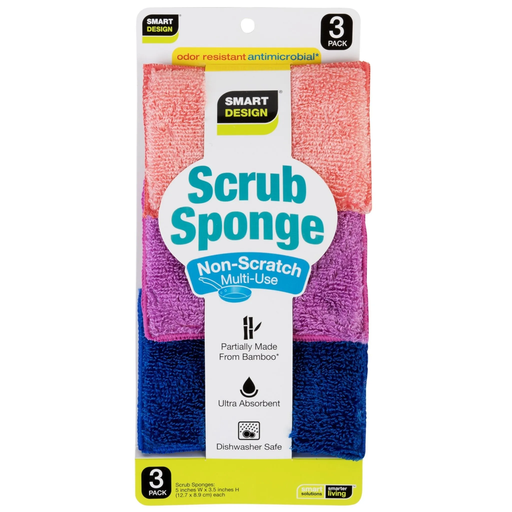 Non-Scratch Scrub Sponge with Bamboo Odorless Rayon Fiber