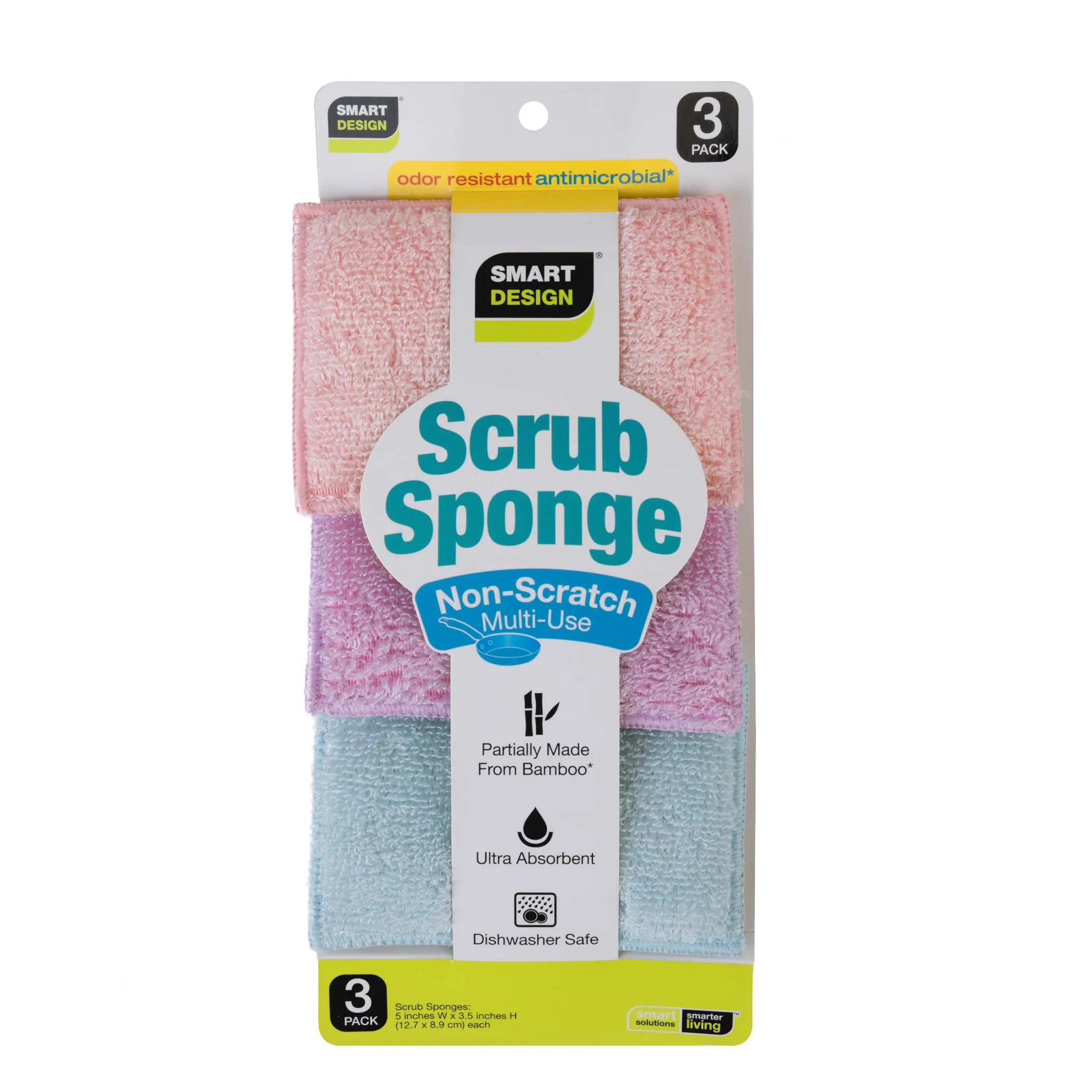 Non-Scratch Scrub Sponge with Bamboo Odorless Rayon Fiber