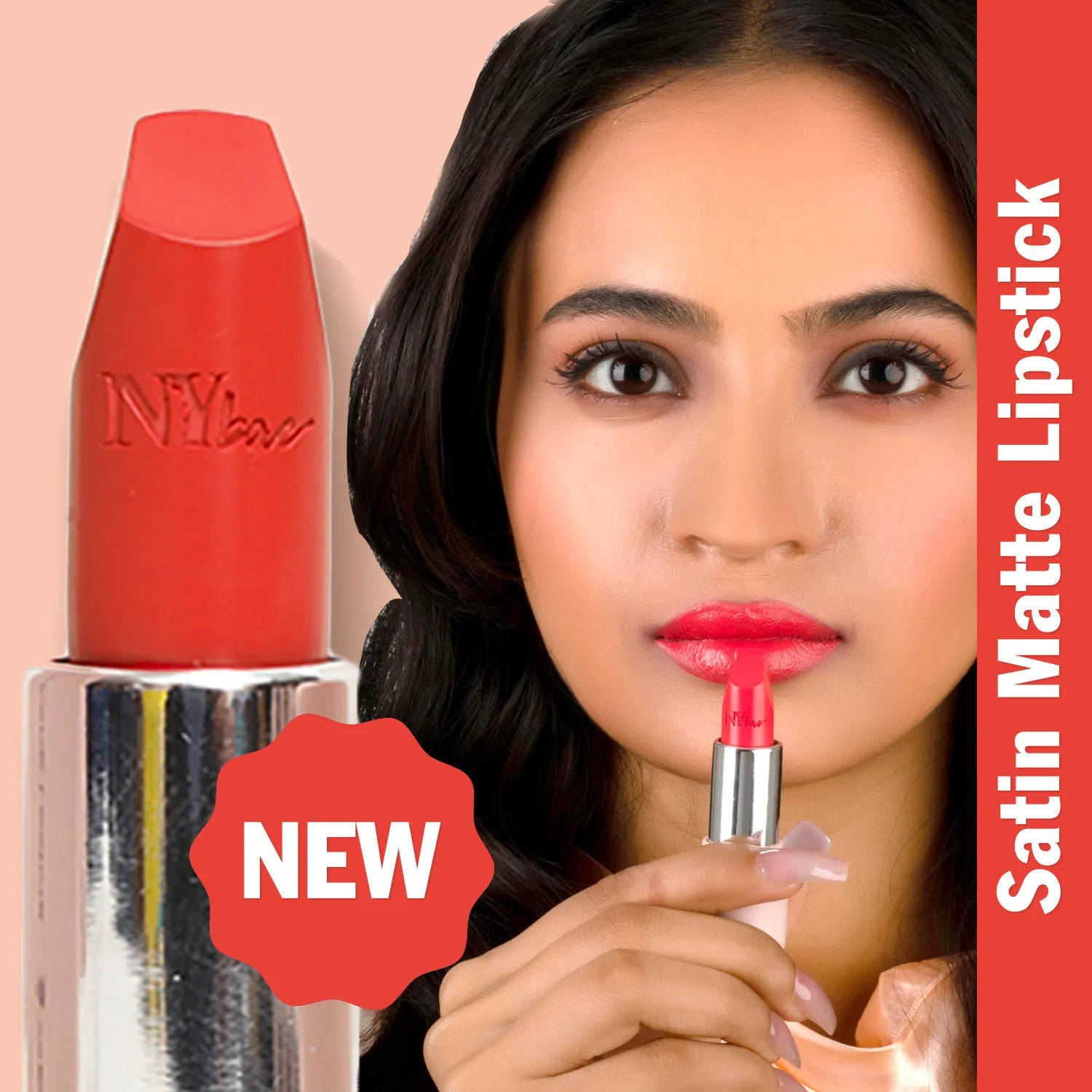 NY Bae Satin Matte Lipstick - Calm Coral 12 | Orange | Creamy Satin Finish | High Shine Colour | Hydrating | Long-Lasting | Weightless