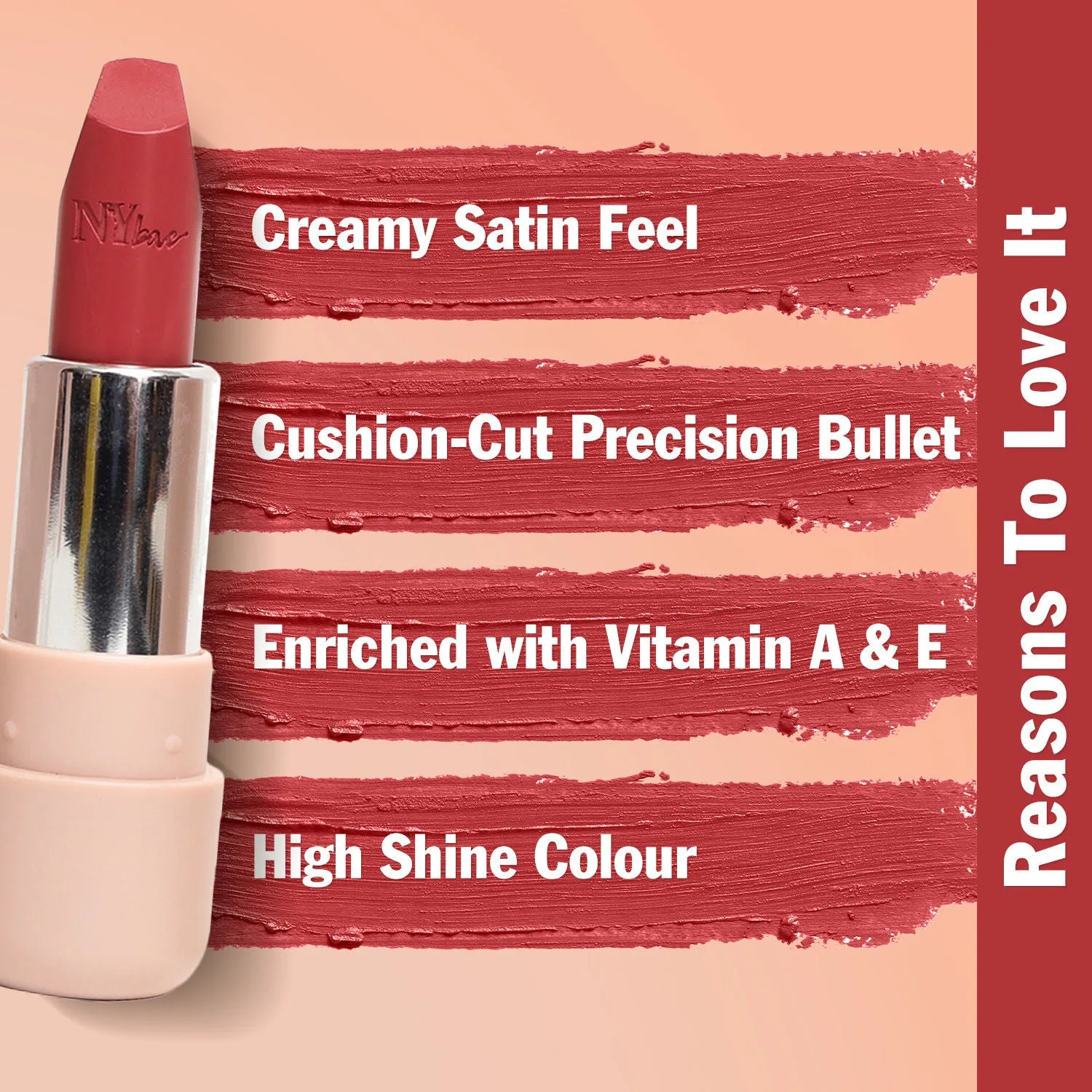 NY Bae Satin Matte Lipstick - Poised Pink 04 | Pink | Creamy Satin Finish | High Shine Colour | Hydrating | Long-Lasting | Weightless