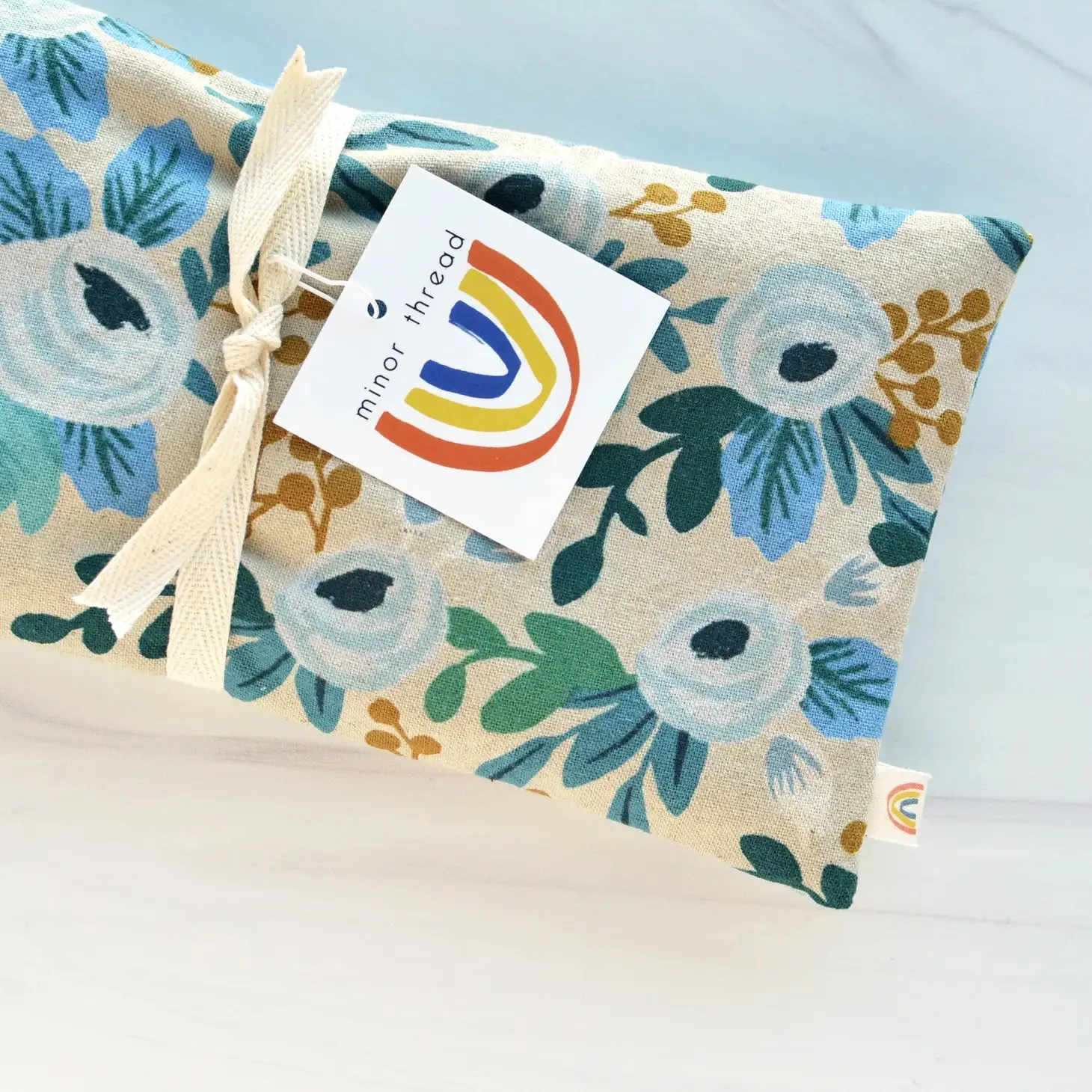 Oversized Eye Pillow In Rosa Blue Floral Canvas - Lavender