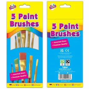 Paint Brushes - 5 Pack Kids Craft Art Supplies Watercolour Acrylic Hobby School Painting Tools