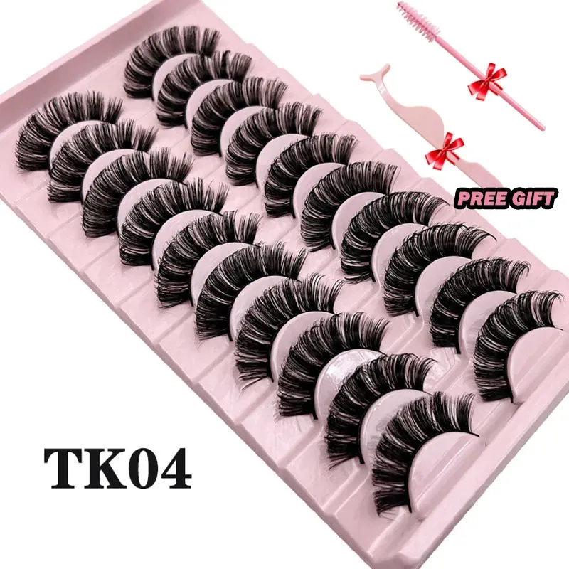 Russian Volume 3D False Eyelashes - 10-Pairs of Fluffy Mink Strip Lashes