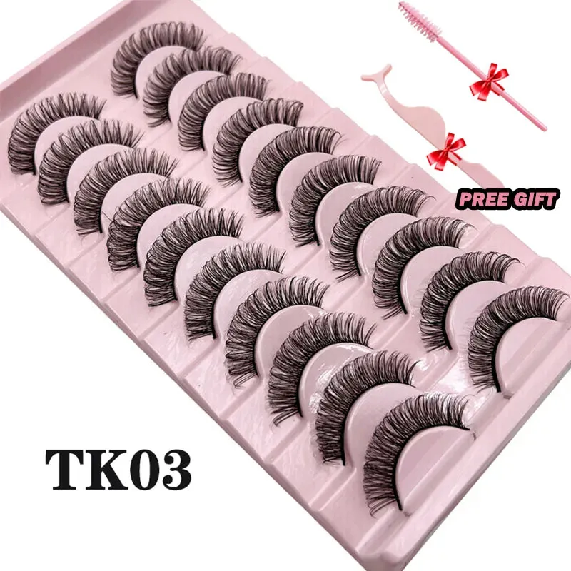 Russian Volume 3D False Eyelashes - 10-Pairs of Fluffy Mink Strip Lashes