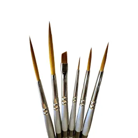 Trekell MIDZ Linework 6 Piece Brush Set - Synthetic Artist Brushes for Linework