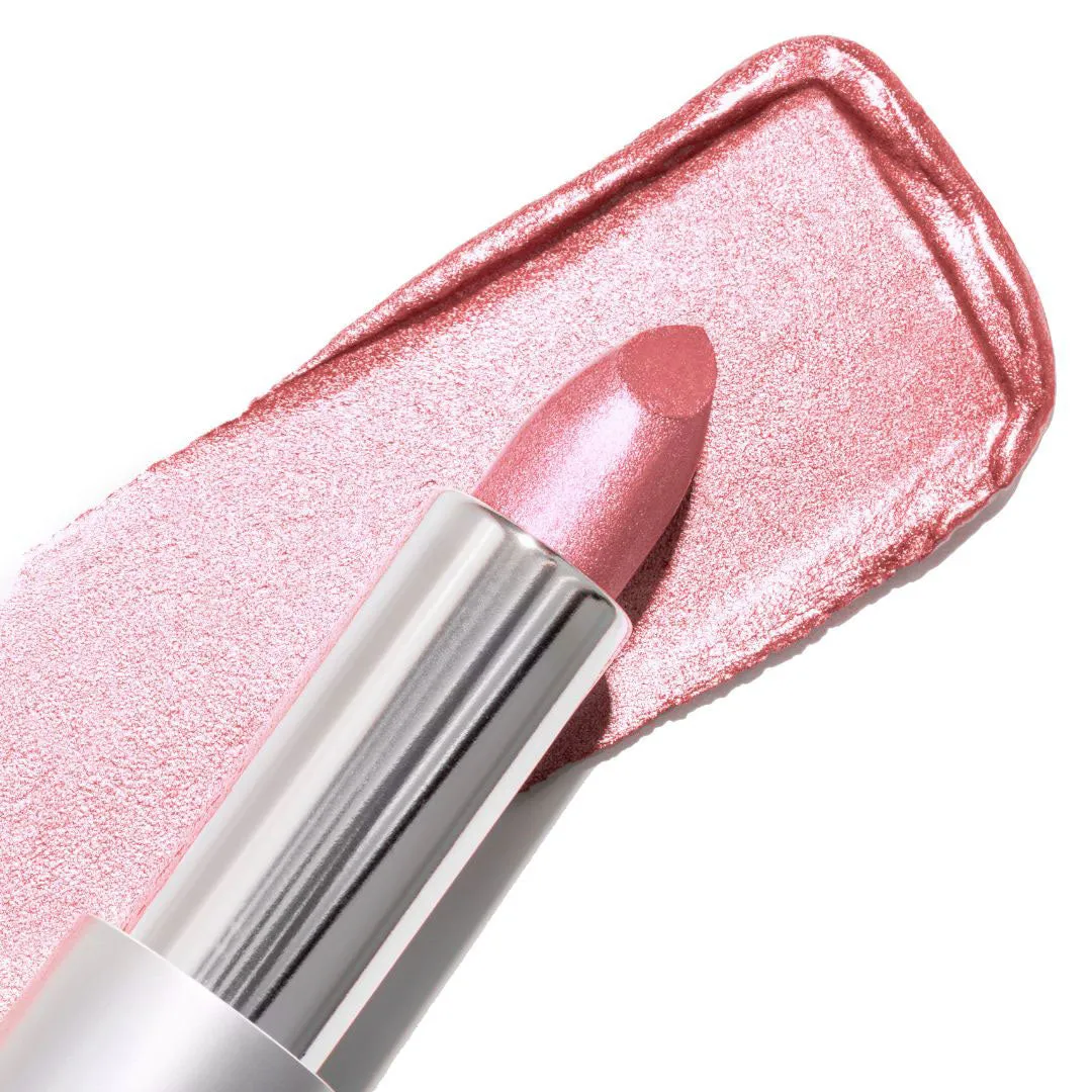 Trophy Wife Crème | A Frosted Pale Pastel Pink with Silver Shimmer Lipstick